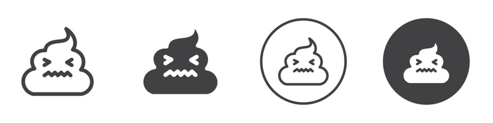 face stinky poop shit emoji icon Vector logo outline