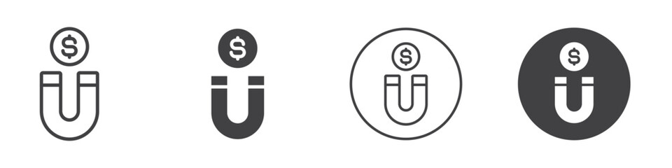 magnet money icon Vector logo outline