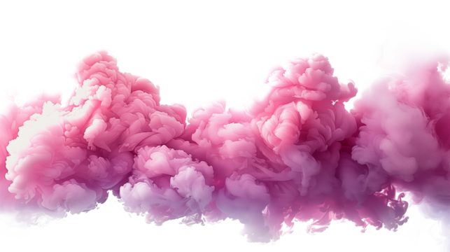 Pink smoke cloud isolated on transparent background	
