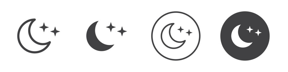 Moon and stars icon Vector logo outline