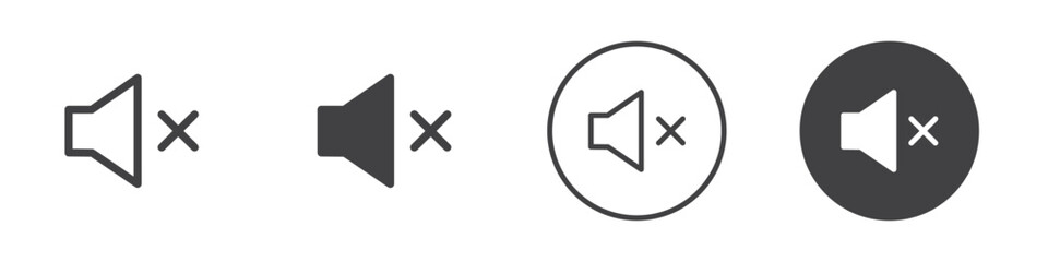 Mute sound icon Vector logo outline