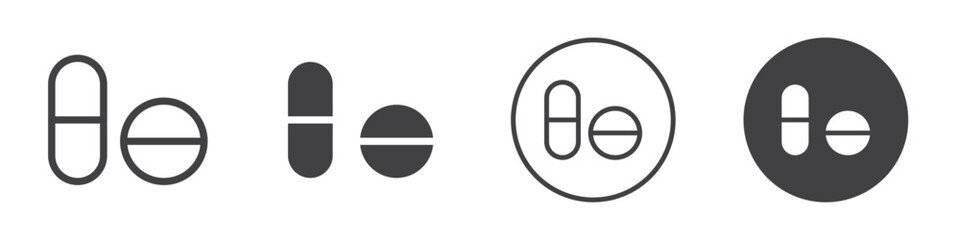 Pills icon Vector logo outline