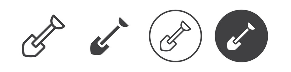 Short shovel icon Vector logo outline