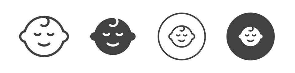 Smiling baby face icon Vector logo outline