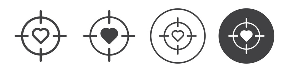Target with heart icon Vector logo outline