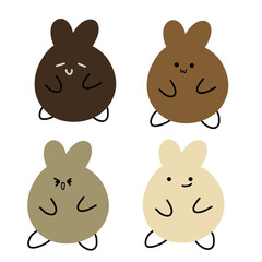 Cute Rabbit Vector | Various Expressions | Minimalist Design | 4 Vectors