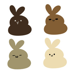 Cute Rabbit Vector | Various Expressions | Minimalist Design | 4 Vectors