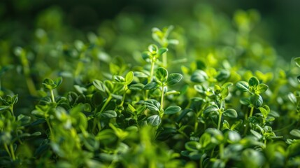 Obraz premium Close-up of a healthy thyme plant in a studio setting, showcasing its natural appeal for farming, organic produce, and a wholesome lifestyle