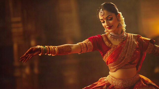 Portrait of indian female dancer doing classical dance