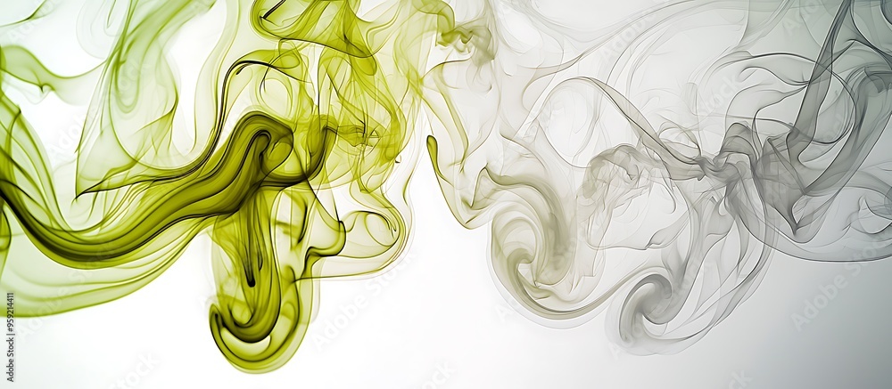 Aufkleber lime and cream smoke forms abstract patterns on a bright background.