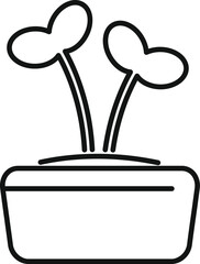 Simple line icon of two sprouts growing from a pot, representing new life and growth