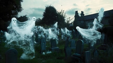 Swooning ghosts in a cemetery