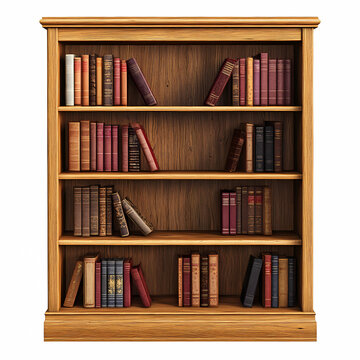 recommend clip art:  A simple vector illustration of an old wooden bookcase with books, in a clip art style, isolated on a white background.
