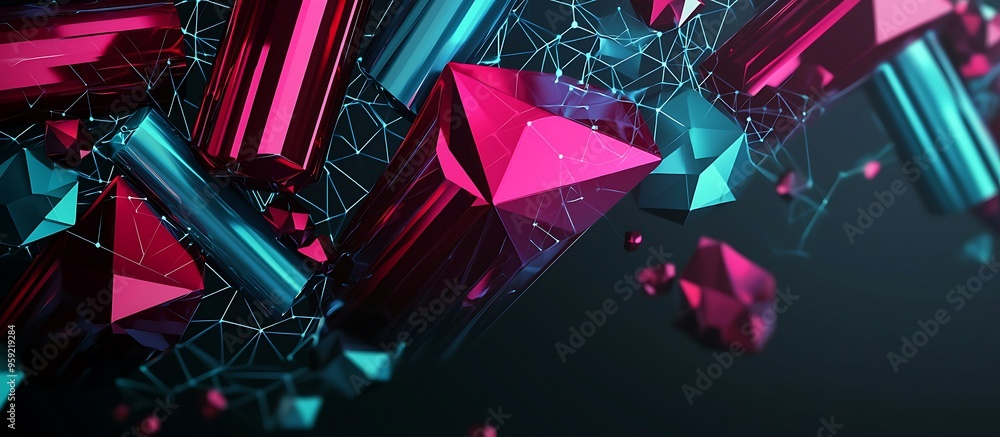 Poster abstract background with floating shapes
