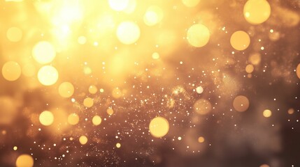 Image of soft golden bokeh lights, creating a warm and festive ambiance with sparkling, glowing orbs.