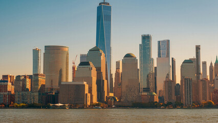 Obraz premium New York skyline of World Trade Center. New York urban city. Downtown New York. Urban life in New York.