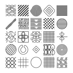 A Collection of 25 Geometric Patterns in Black and White