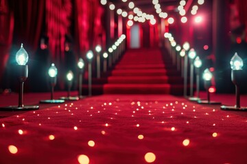 a red carpet with lights on it awards ceremony honoring exceptional talent and achievements