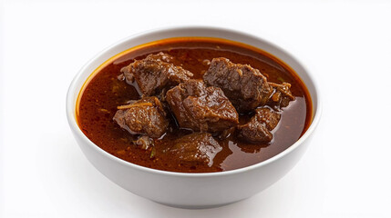 Beef curry bowl isolated on white background 