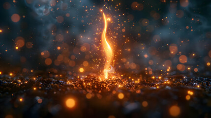 Abstract Background of Fire with Sparks and Bokeh