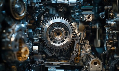 Fototapeta premium Close-up of a Complex Machine's Inner Workings
