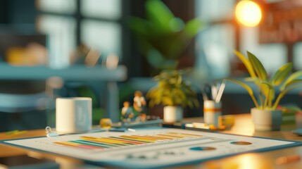 A vibrant workspace featuring colorful stationery, plants, and a creative layout. Perfect for inspiration and productivity.