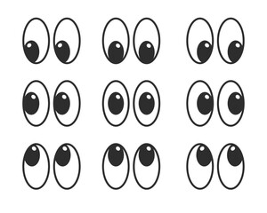 set of Vector cartoon style eyes cartoon eyes looking in all directions set of eyes for animation eye emoji vector © uzairaliengg@gmail.c