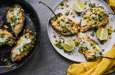 Roasted poblano peppers