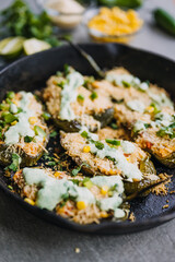 Chicken and rice stuffed poblano peppers