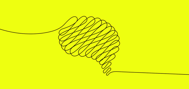 Line art hand drawn cluttery brain on a yellow background
Overthinking brain concept or graphic
mental health vector illustration or graphic
mental health therapy or intelligence
