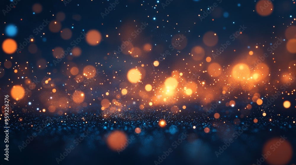 Aufkleber this vibrant abstract design features blurred blue and orange hues enhanced by striking bokeh lights