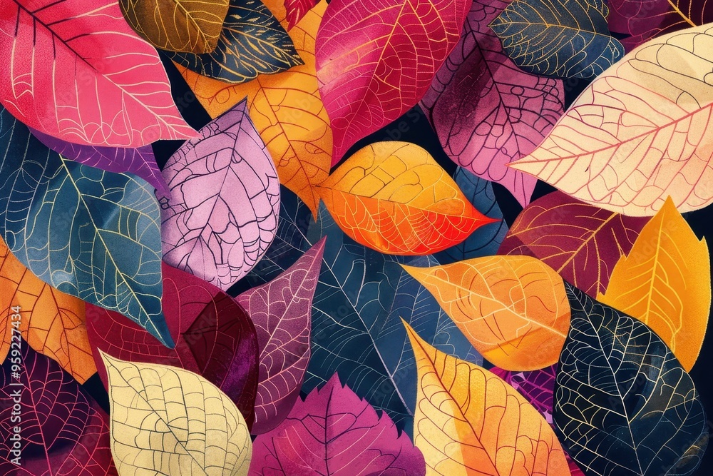 Aufkleber a painting of a bunch of leaves generate an illustration that showcases the intricate patterns and u