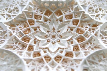 a white geometric pattern with a star in the middle Intricate paper cut patterns of intricate geometric shapes