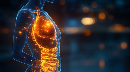 Anatomy of the human body with digestive system. 3d illustration design