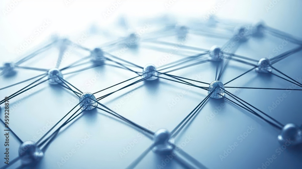 Poster abstract network connection concept with spheres and lines