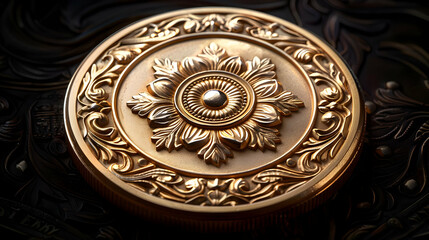 Obraz premium Golden Ornate Circular Design - 3D Illustration