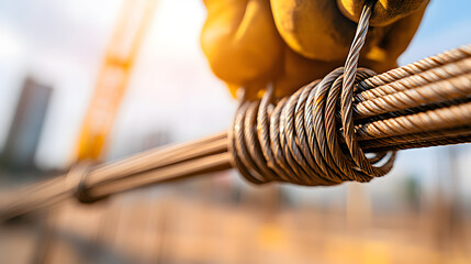 Close-up of rebar being tied together with wire