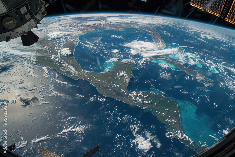 Poster a view of the earth from a space station breathtaking view of earth from the international space sta
