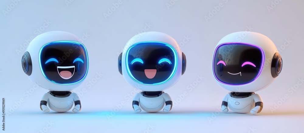 Aufkleber charming robot head avatar expressing emotions featuring an emoji inspired android concept in a flat