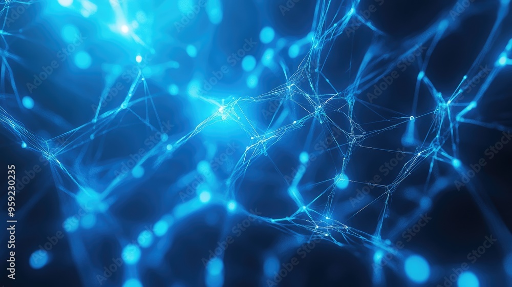 Aufkleber abstract blue digital background featuring a plexus effect and network connection structure ideal fo