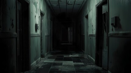 Abandoned Dark Corridor with Debris