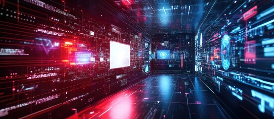 Fototapeta premium Exploring the Advancements of Speedy Internet and Technology Through 5G Network Concepts on a Virtual Display