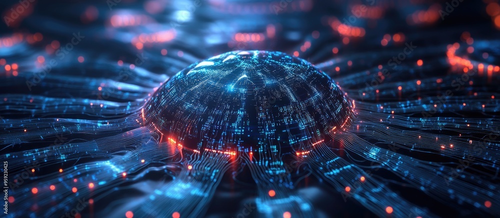 Poster artificial intelligence and deep learning representation showcasing a digital concept abstract 3d il