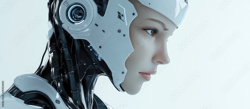 Poster highly detailed and lifelike high resolution 3d rendering of a humanoid robot