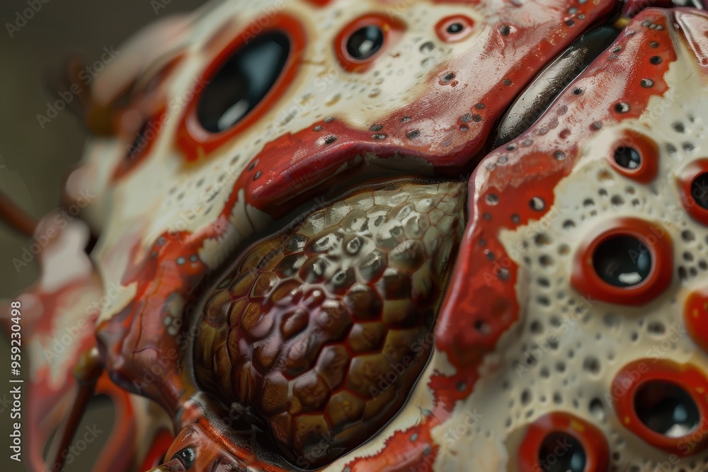 Leinwandbilder a close up of a colorful bug with water droplets intricate details of a ladybug's shell