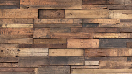 Reclaimed wood wall with multicolored planks
