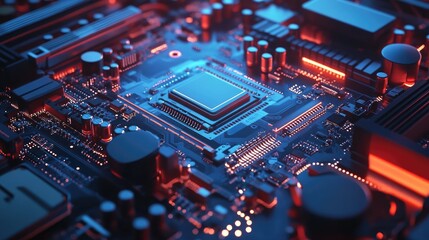 Fototapeta premium Conceptual Illustration PC Hardware Motherboard Technological Background