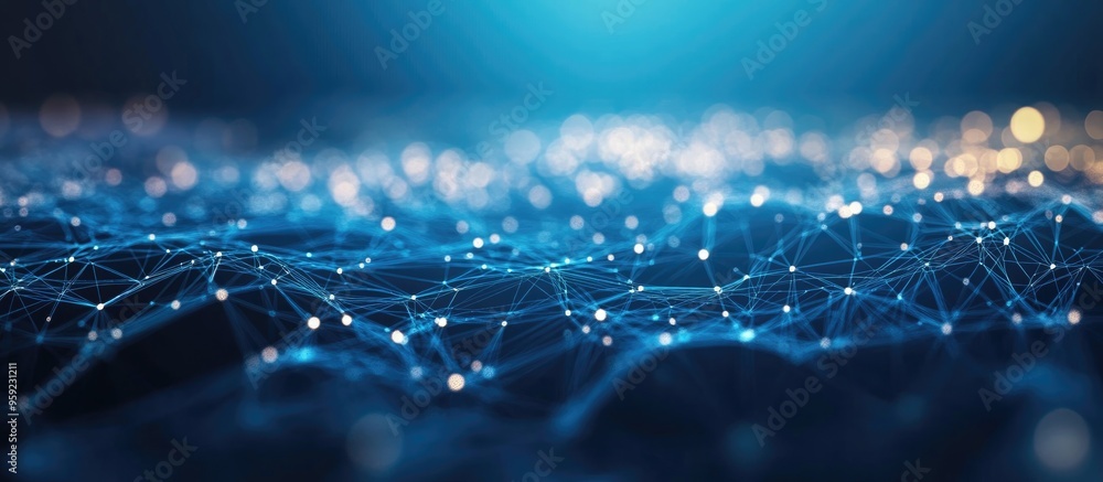 Aufkleber abstract polygonal backdrop featuring interconnected dots and lines concept of artificial intelligen