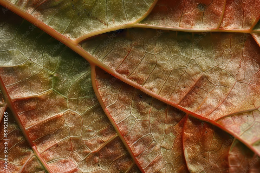 Fototapete a close up of a leaf with a green background texture of a leaf captured in macro