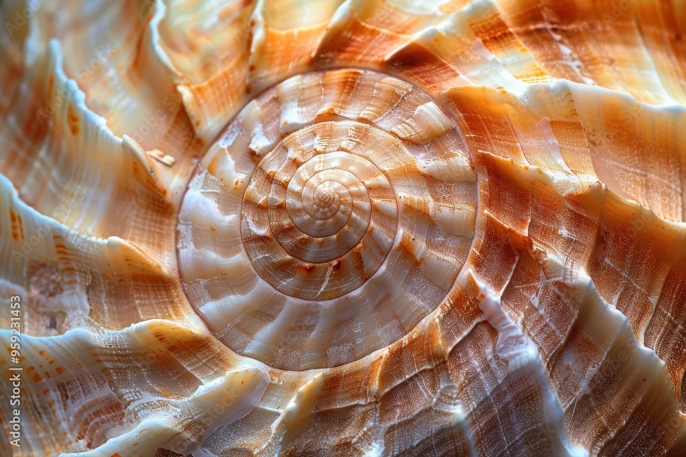 Poster a close up of a shell with a spiral design texture of a seashell captured in macro